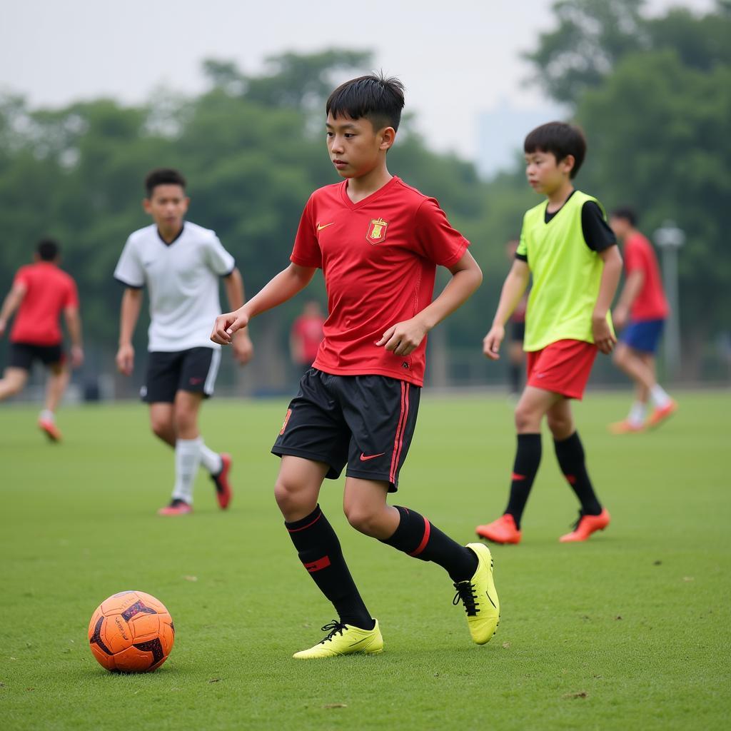 Young Vietnamese Footballers Training