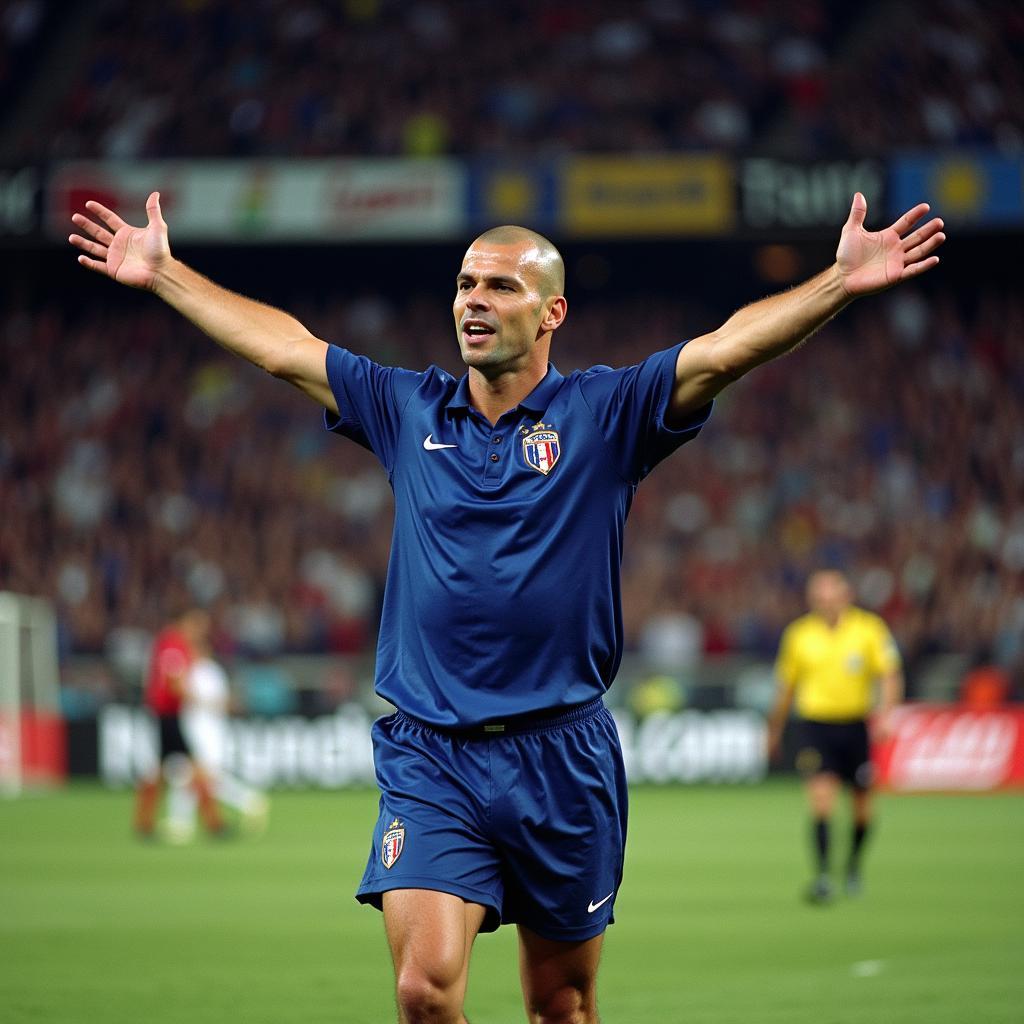 Zinedine Zidane celebrating his goal in the 1998 World Cup final