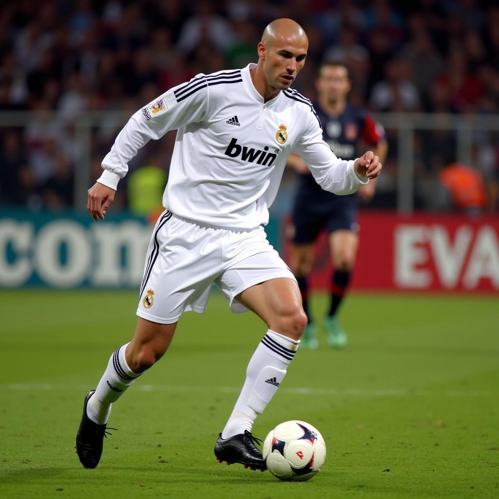 Zidane controlling the midfield in a Real Madrid game in 2005.