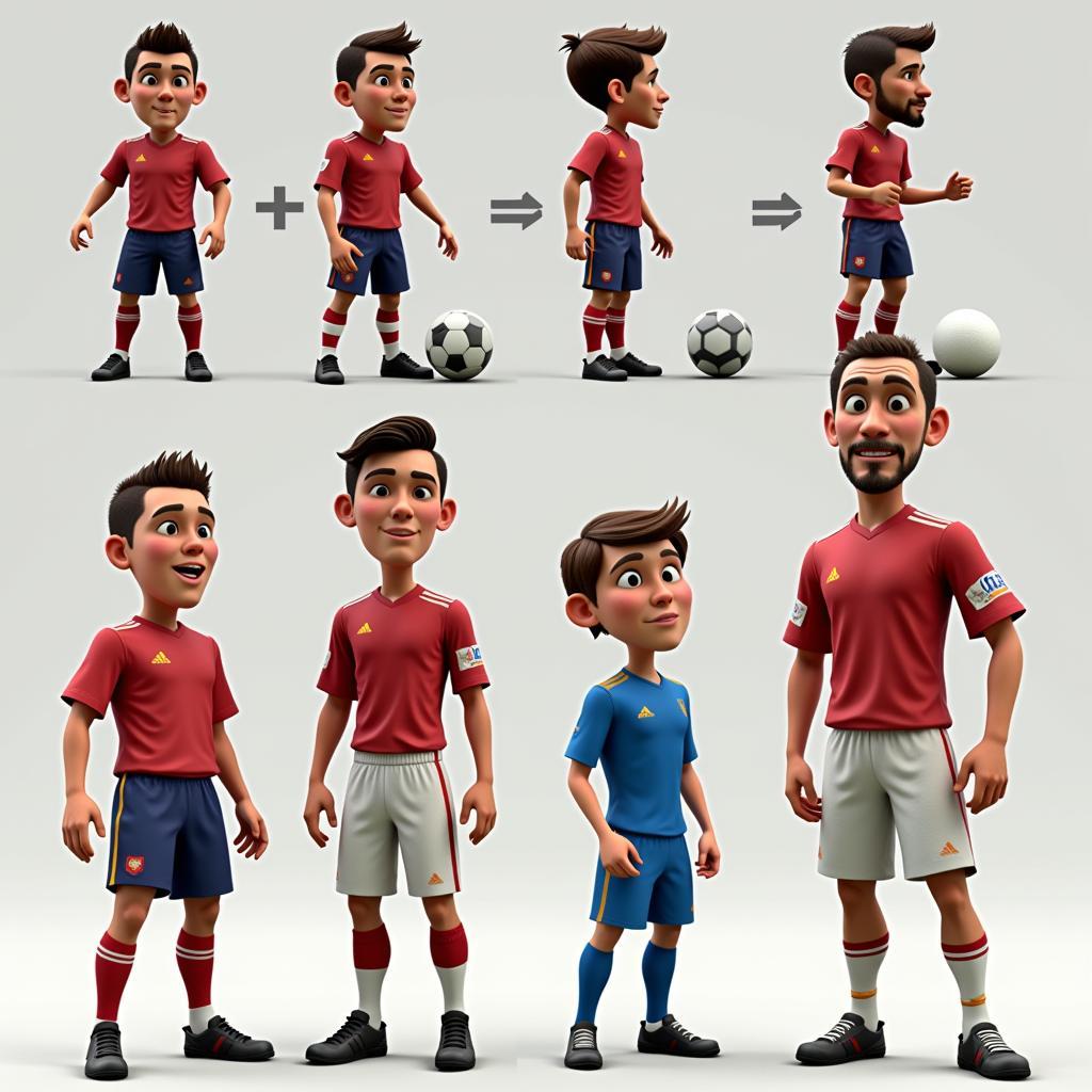 Evolution of 3D Cartoon Football Players