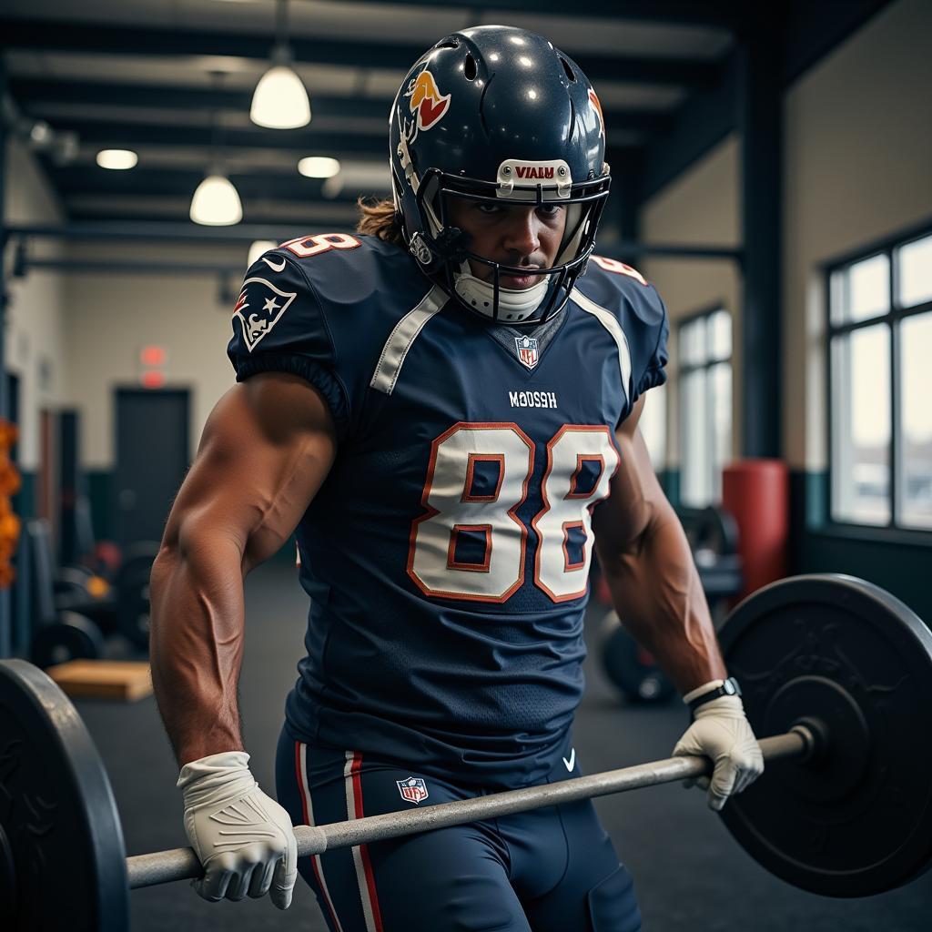 Ah Football Player Focused on Fitness Training