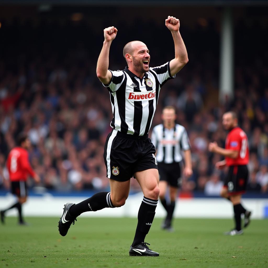 Alan Shearer celebrating a goal