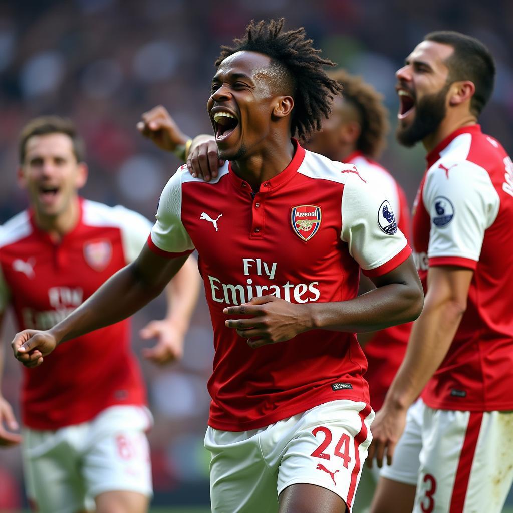 Alexandre Lacazette Celebrating a Goal for Arsenal