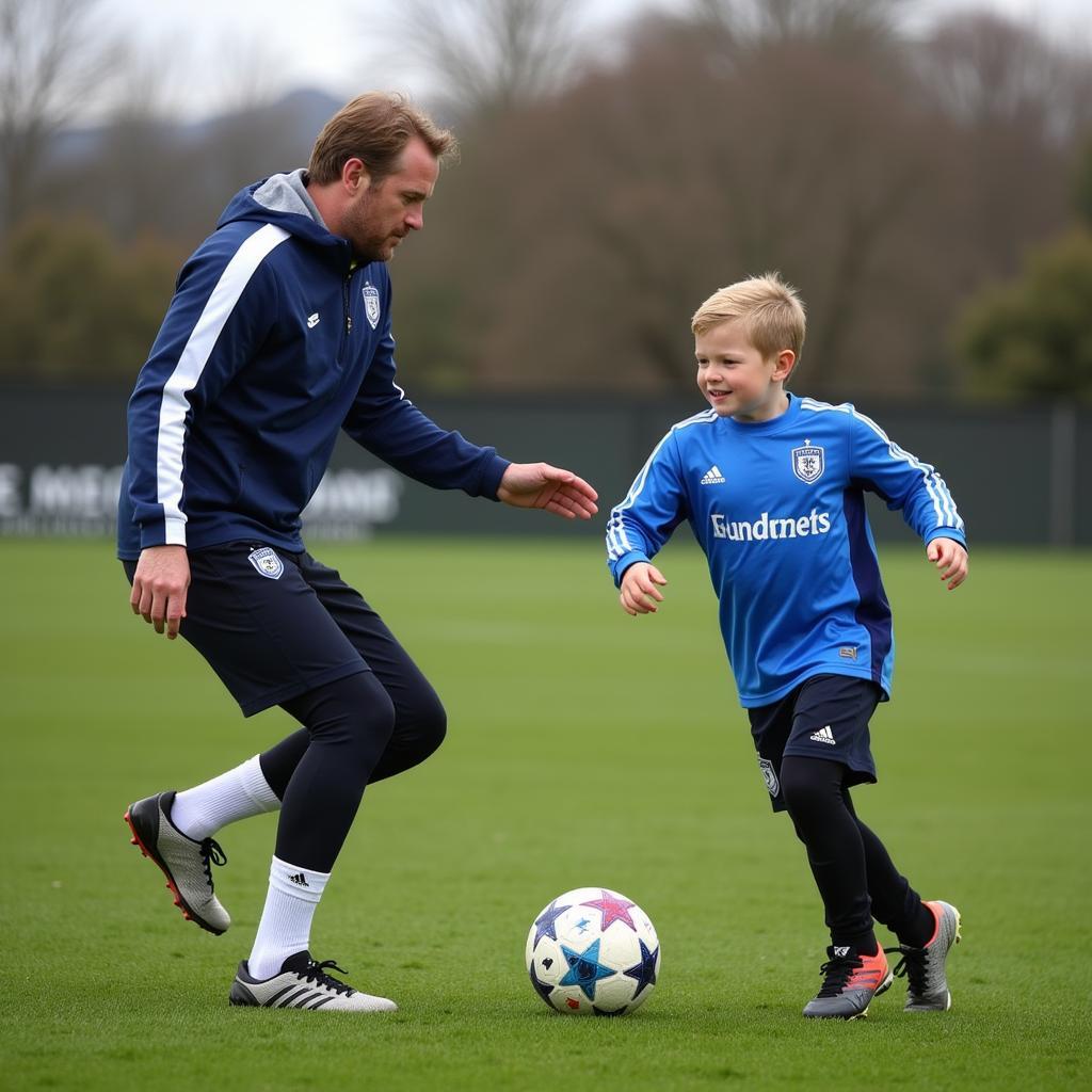 Alfie Haaland training with a young Erling Haaland