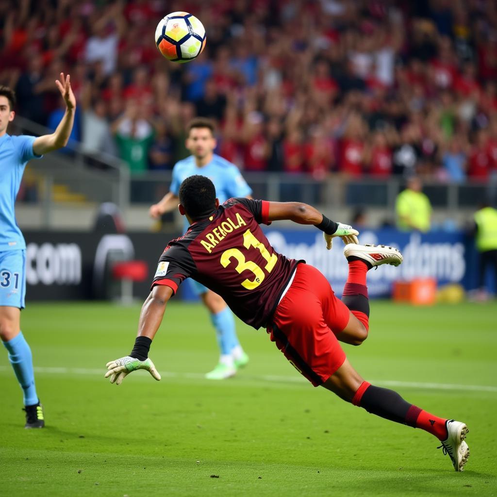 Alphonse Areola in action as a goalkeeper wearing the number 31 jersey