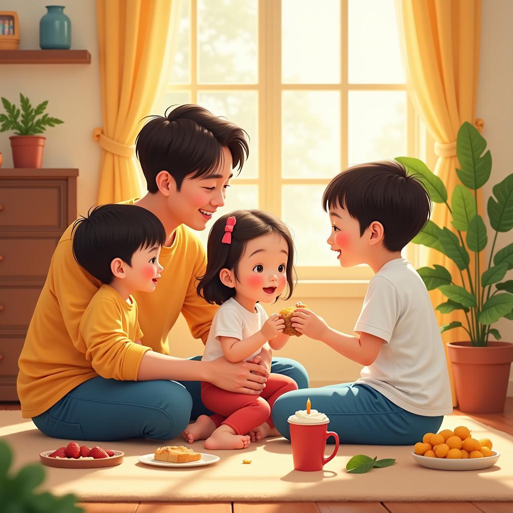 Anh Duc spending time with family.  The image emphasizes the importance of family bonds.