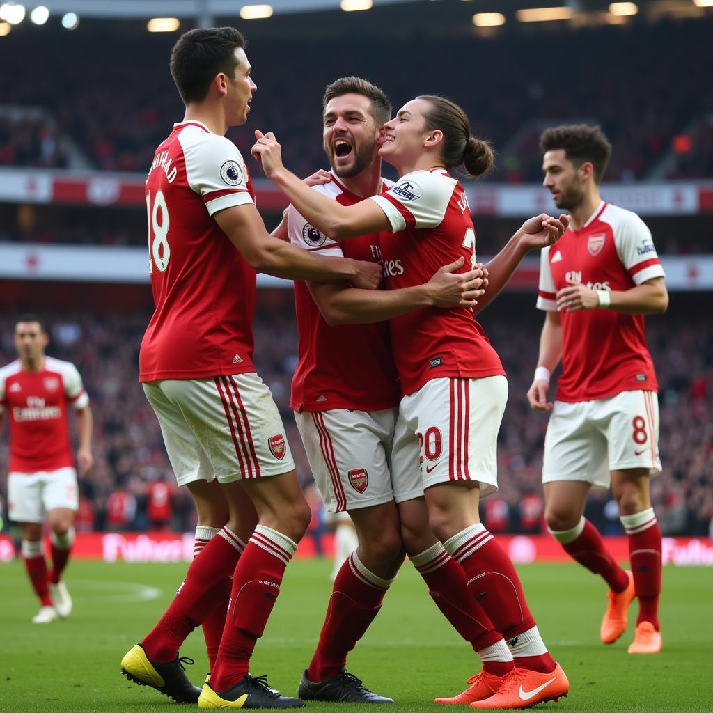 Arsenal Players Celebrating a Goal