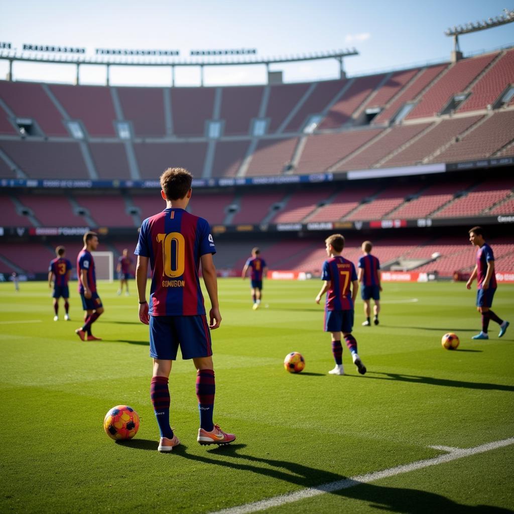 Barca youth academy players honing their skills