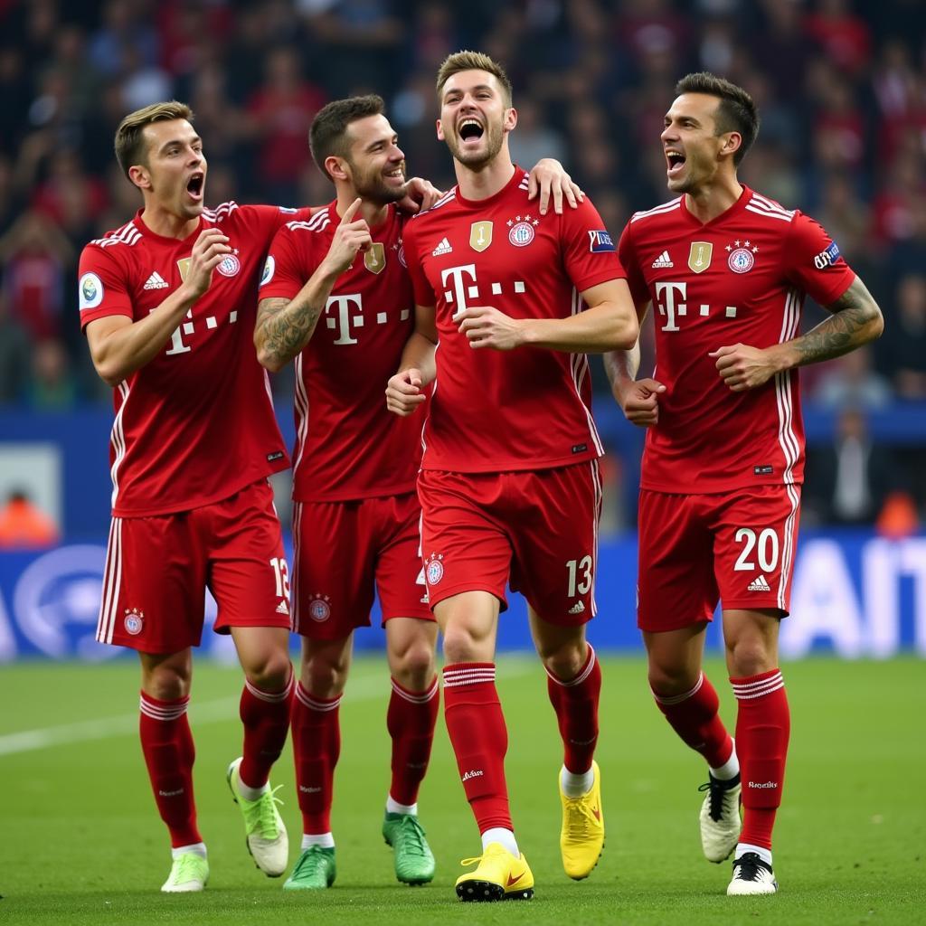 Bayern Munich players celebrating a goal