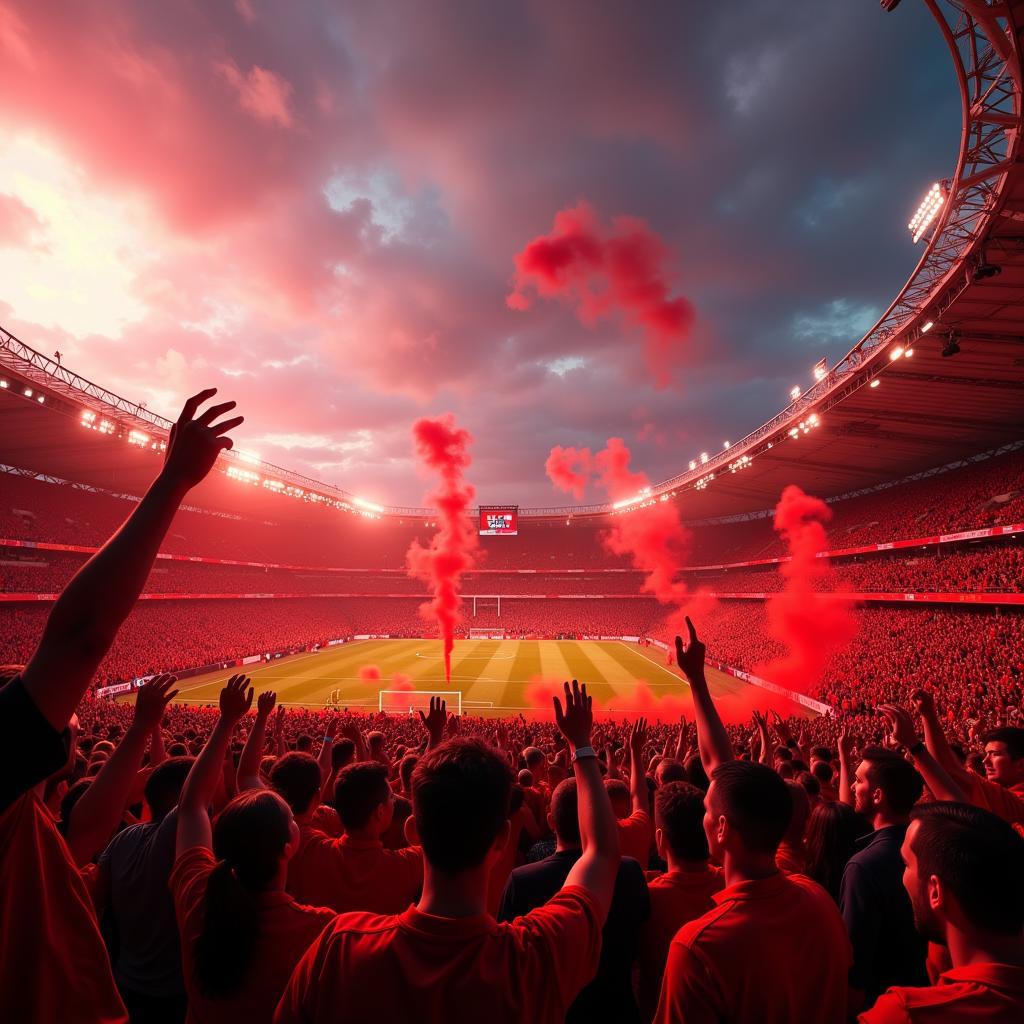 Benfica fans celebrating a victory in their home stadium