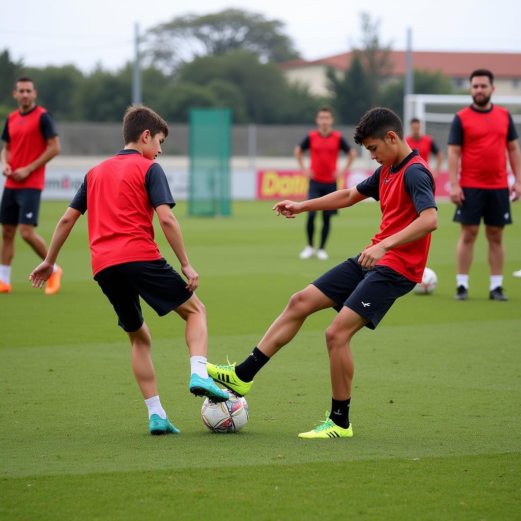 Young players training at Benfica's renowned youth academy