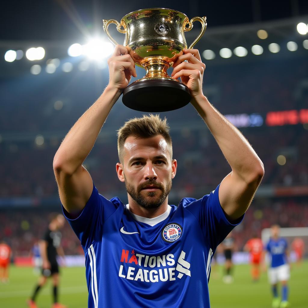 Top Nations League Player Holding Trophy