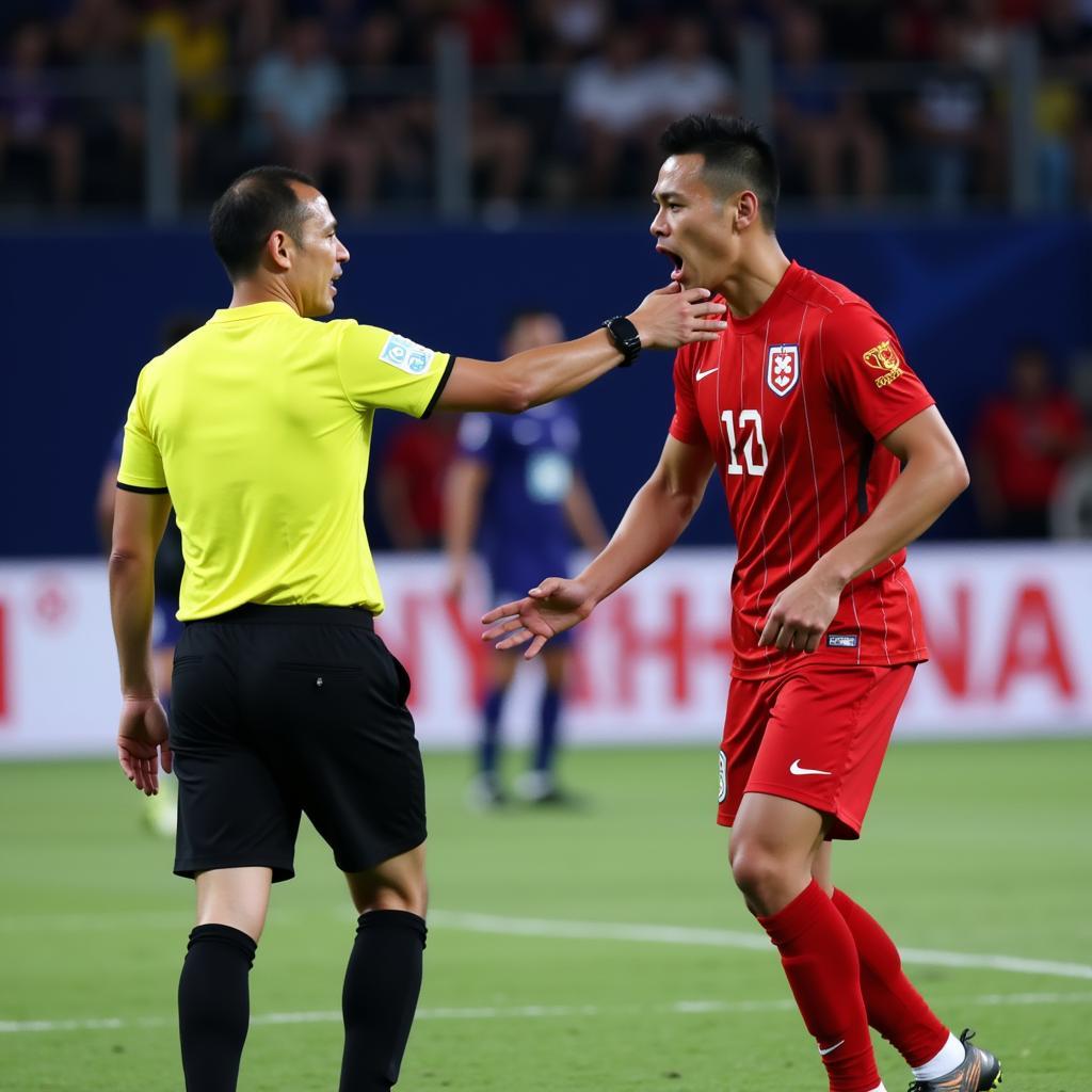 Binh Duong players involved in an on-field altercation.