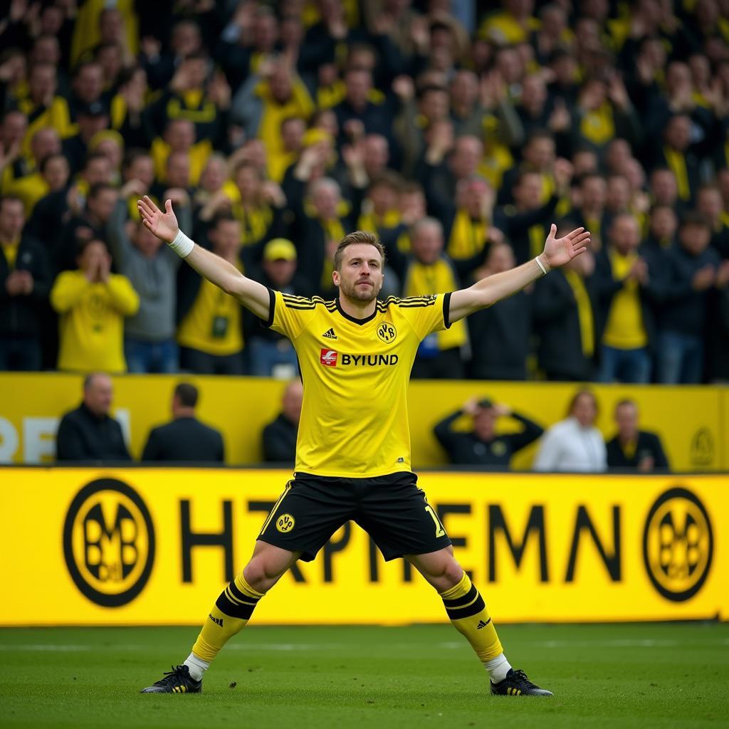 Erling Haaland celebrating a goal for Borussia Dortmund