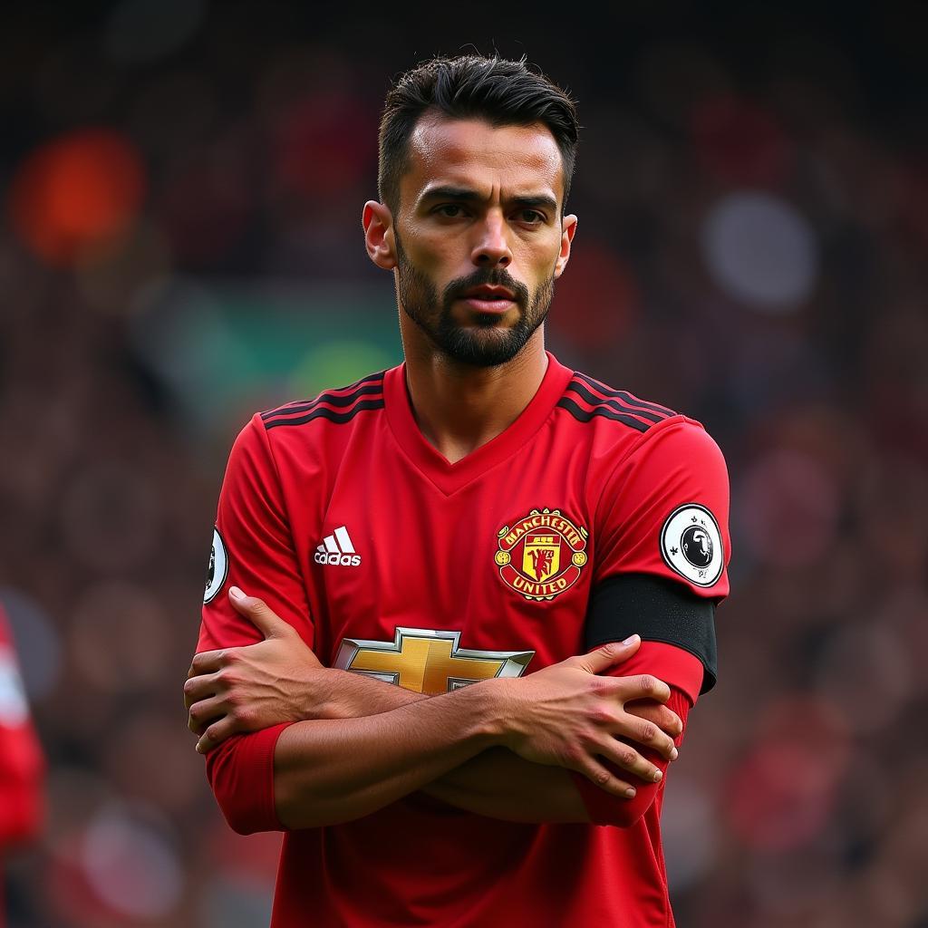 Bruno Fernandes wearing the captain's armband for Manchester United