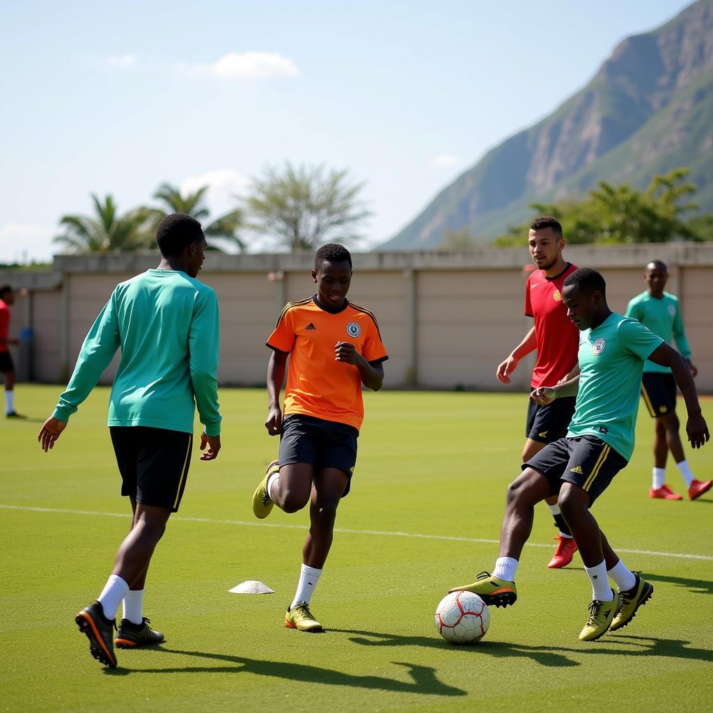 Cameroonian football academy training session