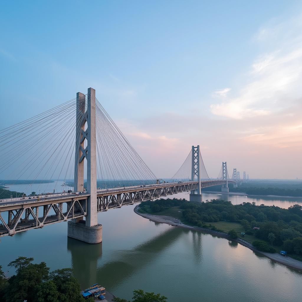 Cau Camet Bridge spanning the Dong Nai River, connecting Ho Chi Minh City and Dong Nai Province.