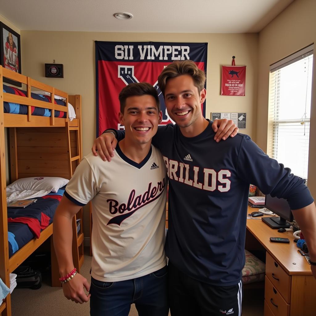 Celebrating a Football Victory with Dorm Roommates