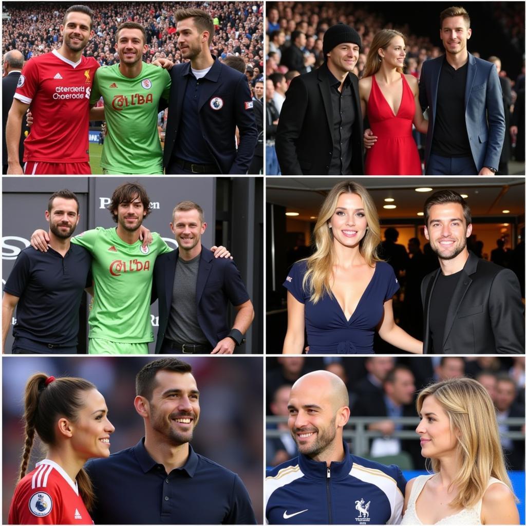 Interactions between celebrities and footballers.