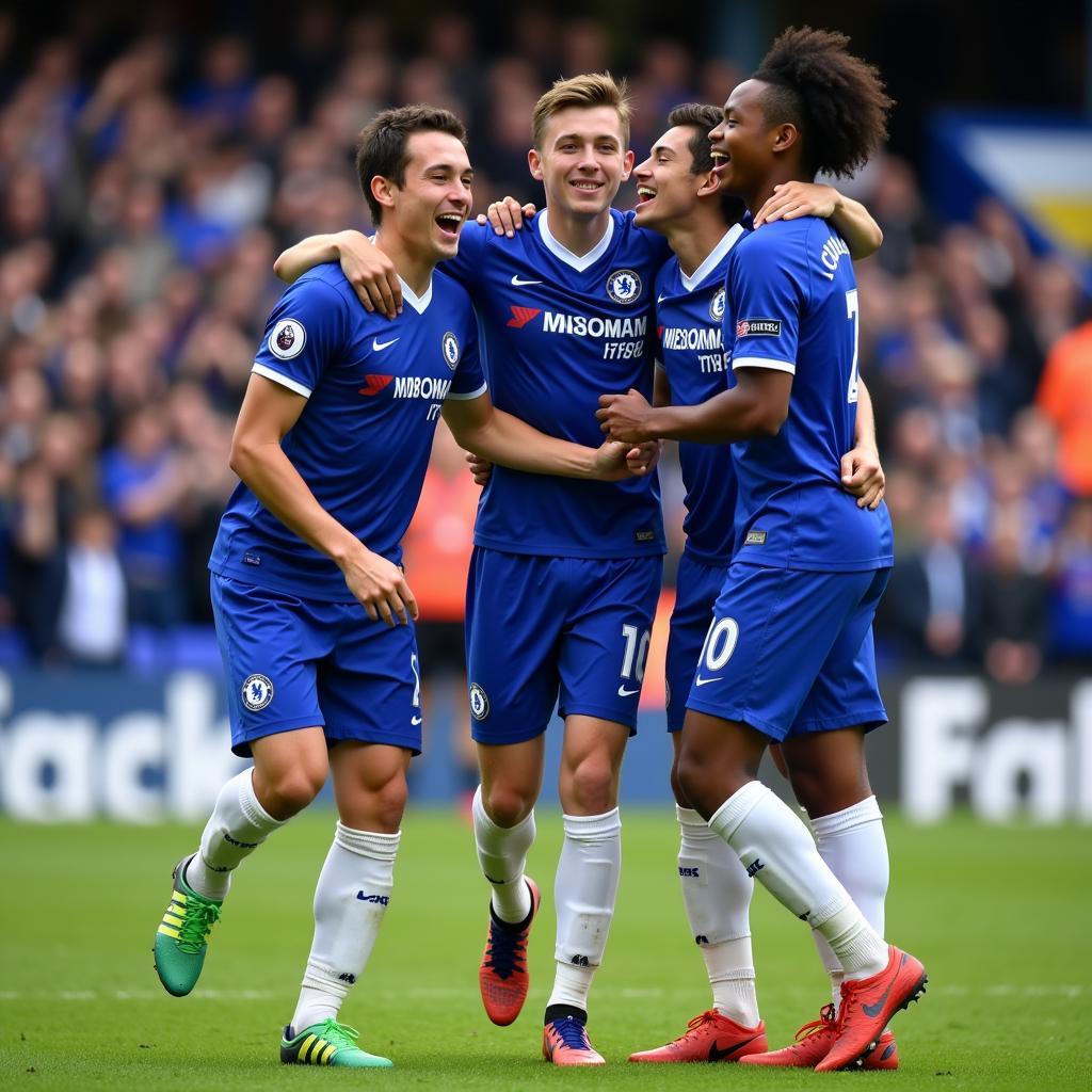 Celebrating a Chelsea Academy Goal