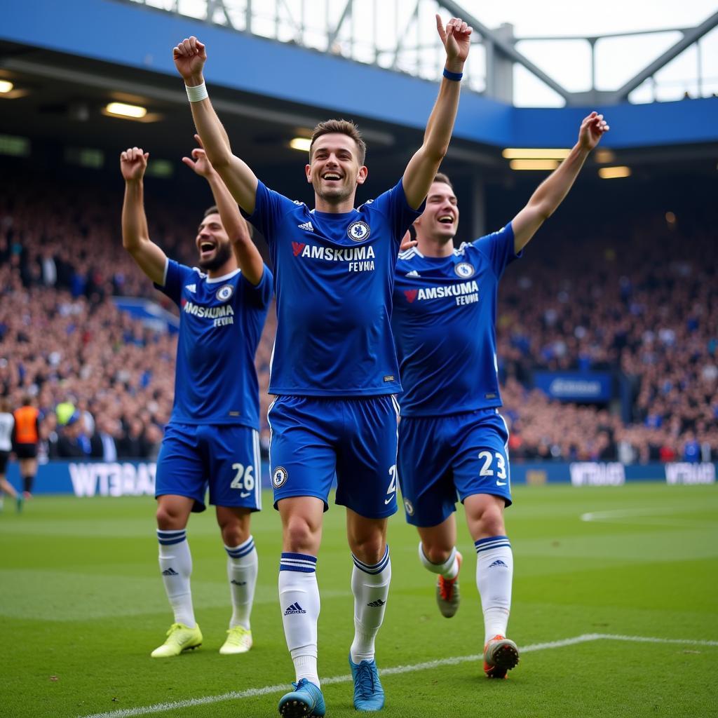 Chelsea Players Celebrating a Goal