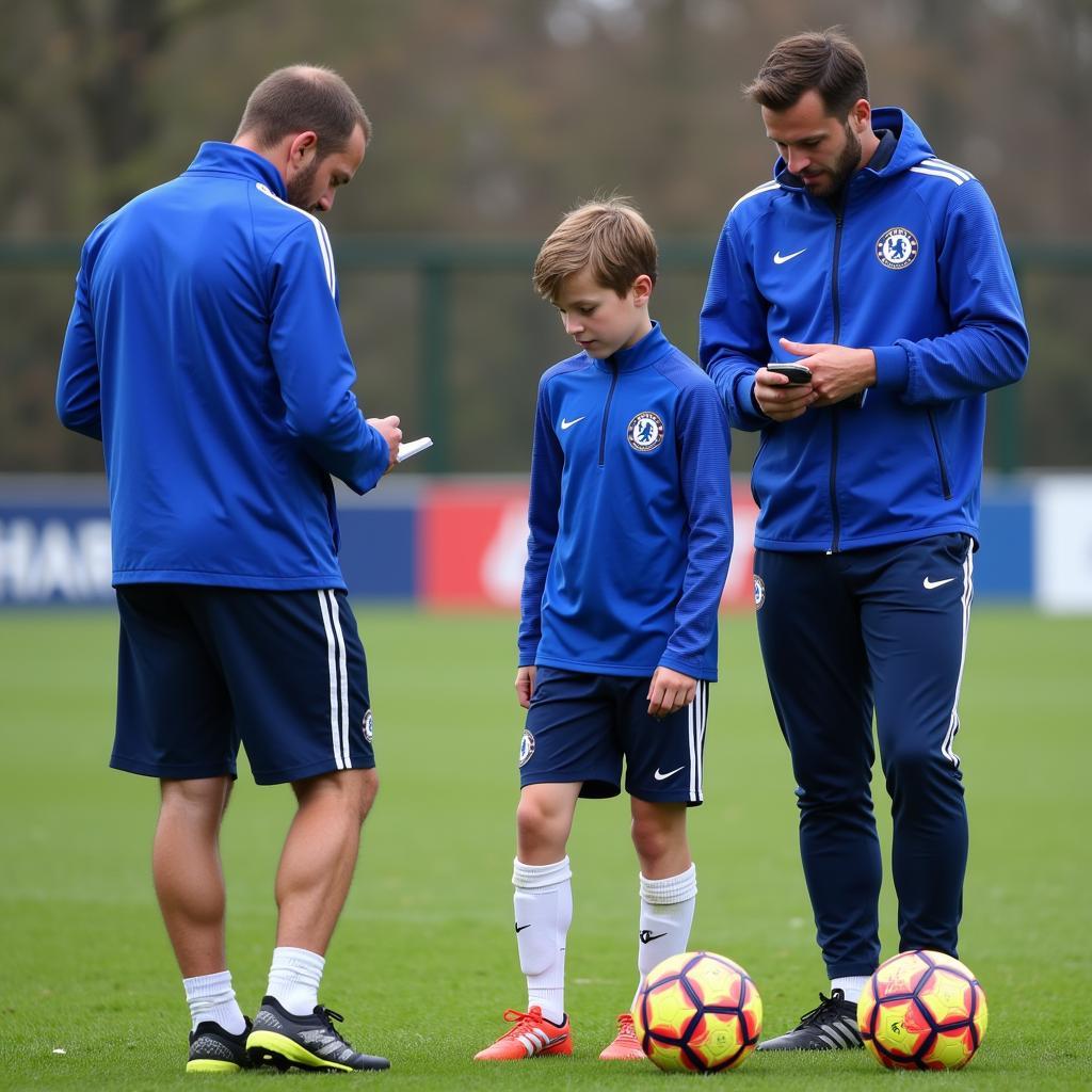 Chelsea scouts observing a young prospect