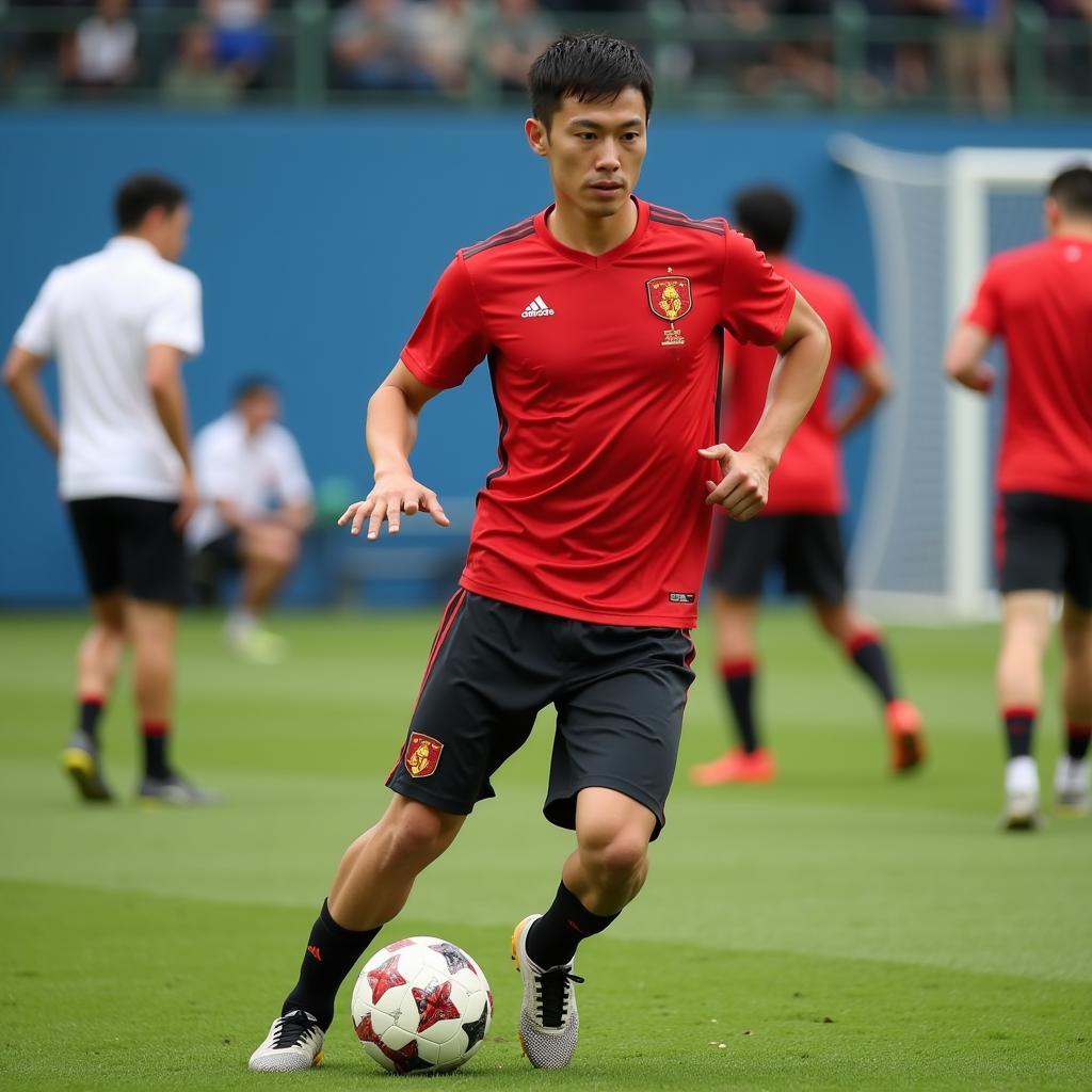 Chinese Football Player Undergoing Fitness Training