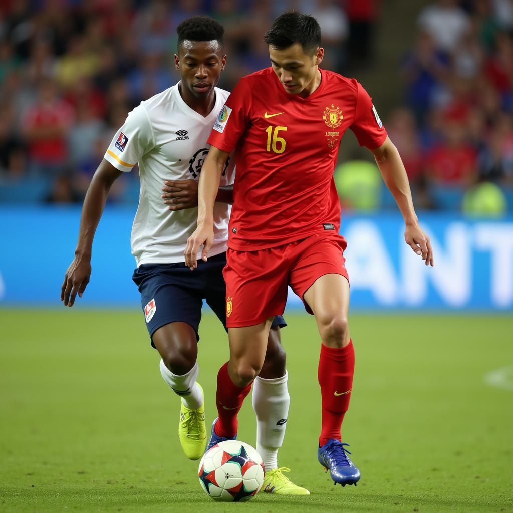 Chinese Football Player in International Match