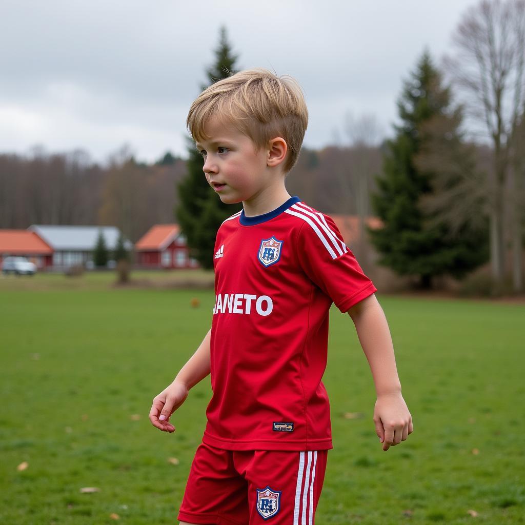 Christian Haaland playing football as a child in Haugesund, Norway