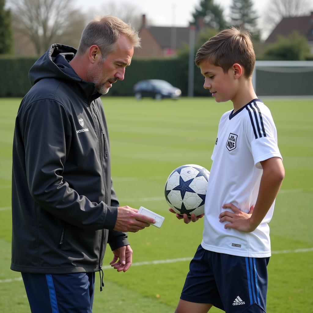 Coach Mentoring Young Player