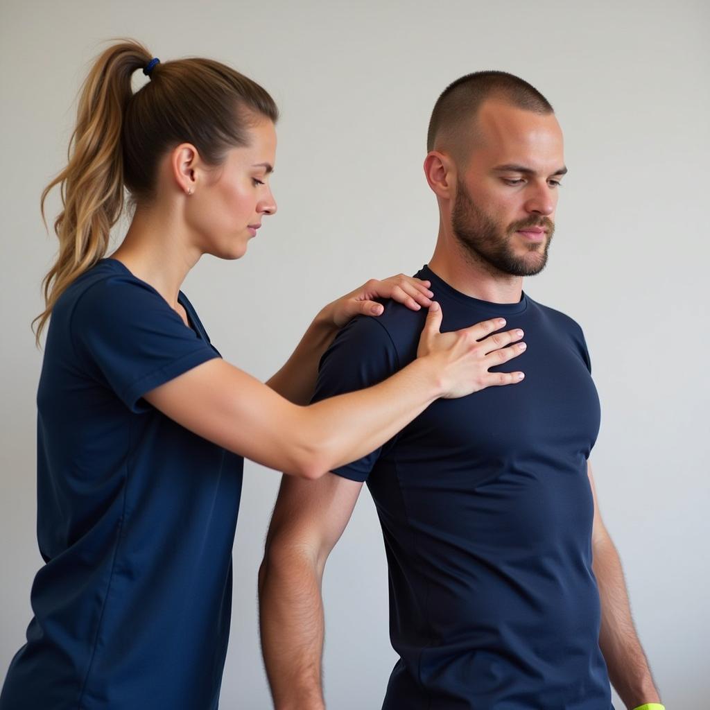 Physical therapy exercises for recovery from a broken collarbone.