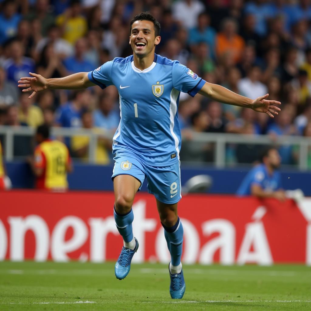 Norberto Méndez celebrating a goal in Copa America