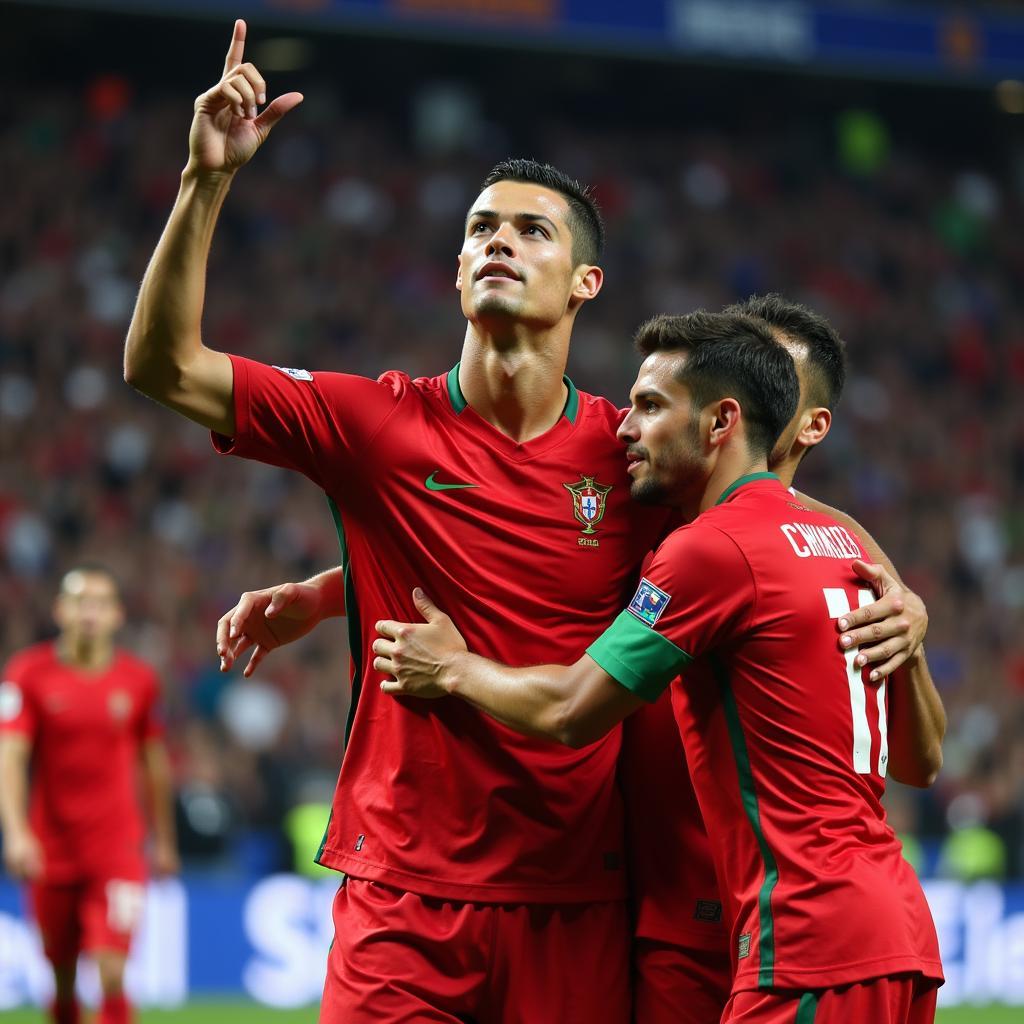 Cristiano Ronaldo celebrating a goal for Portugal