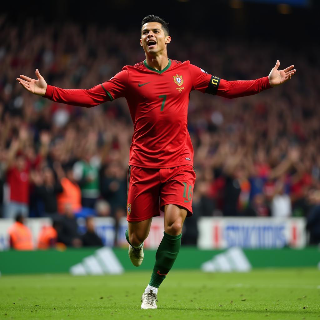 Cristiano Ronaldo celebrating an international goal