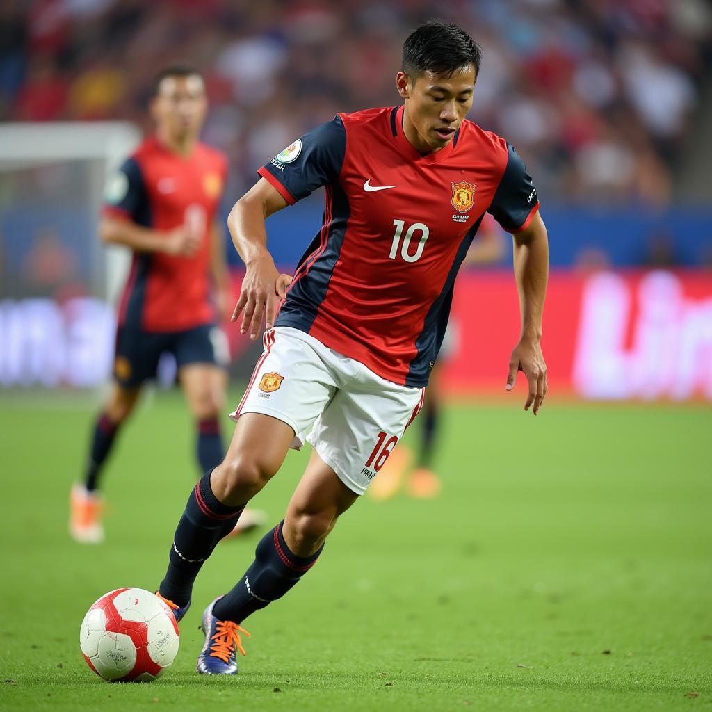 Dang Ngoc Tung showcasing his football skills during a match