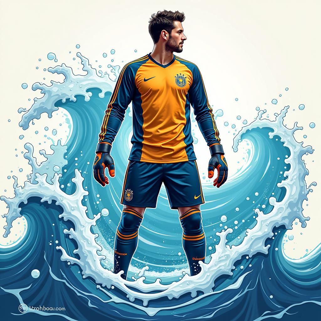 Fan art depicting David Gea with water themes.