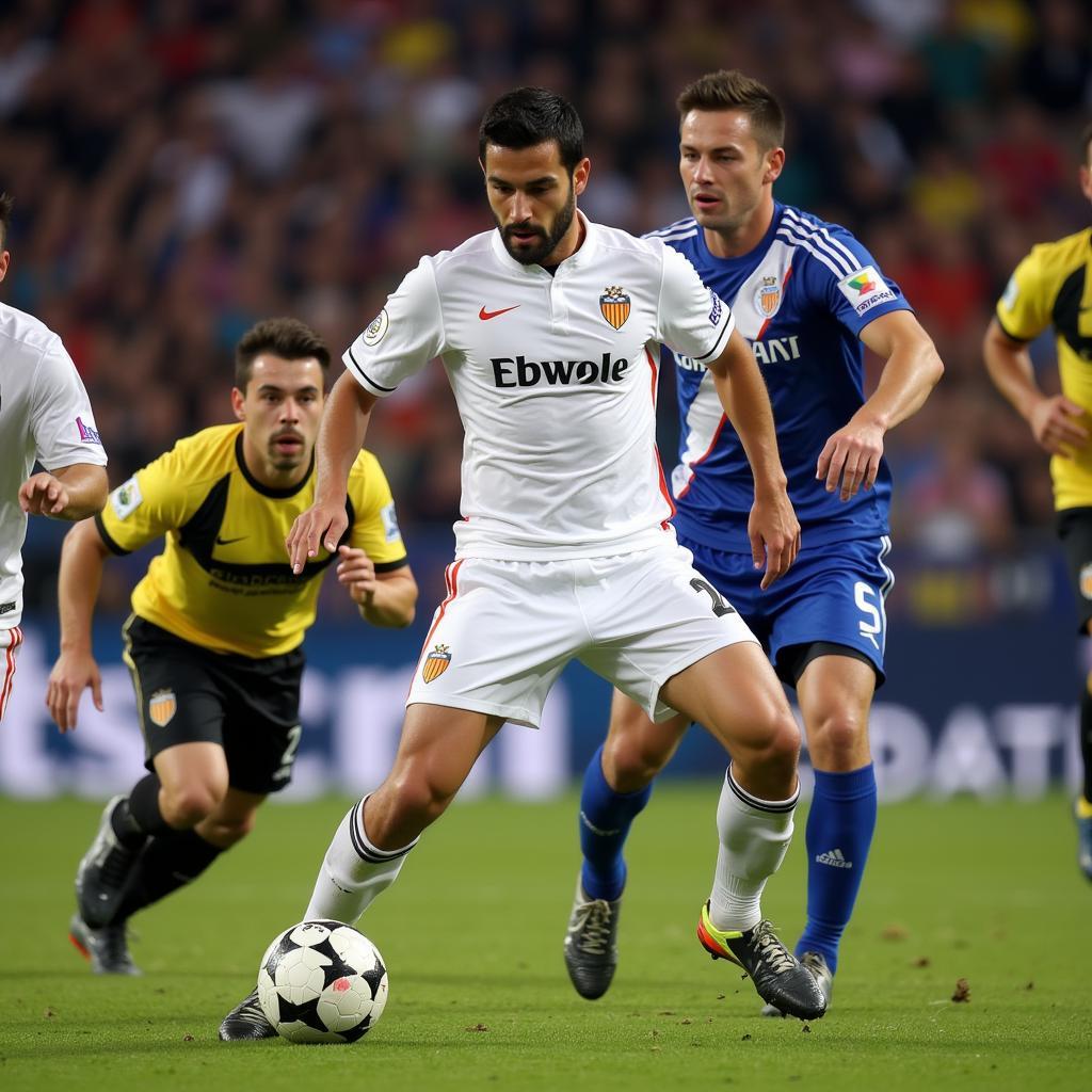 David Villa playing on the left wing for Valencia CF.