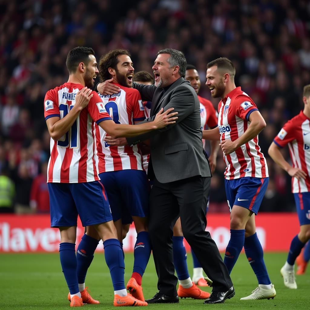 Diego Simeone Celebrating with Players