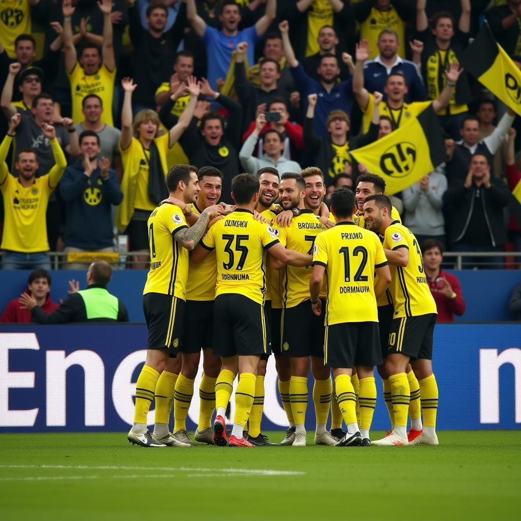 Dortmund Players Celebrating a Goal