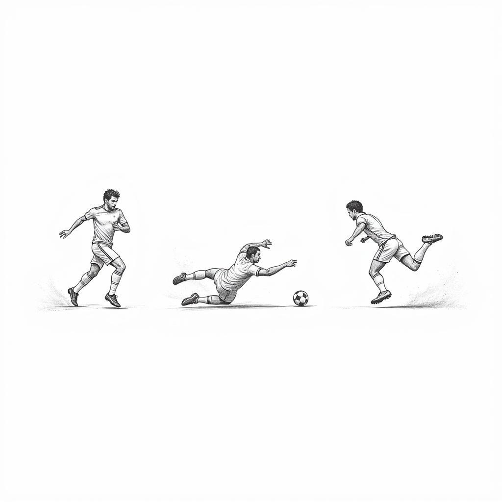 Dynamic Action Poses in Football Player Drawings