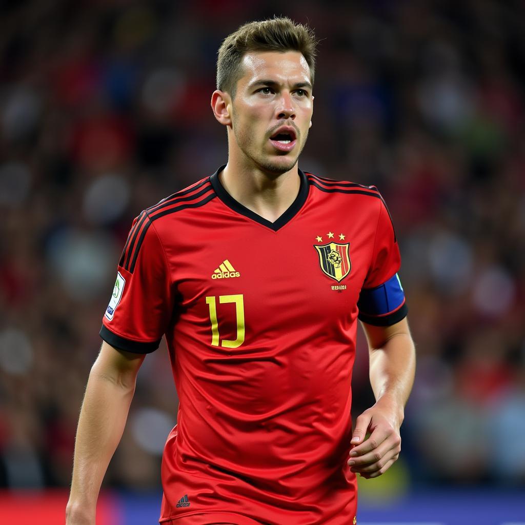 Eden Hazard playing for the Belgium national team