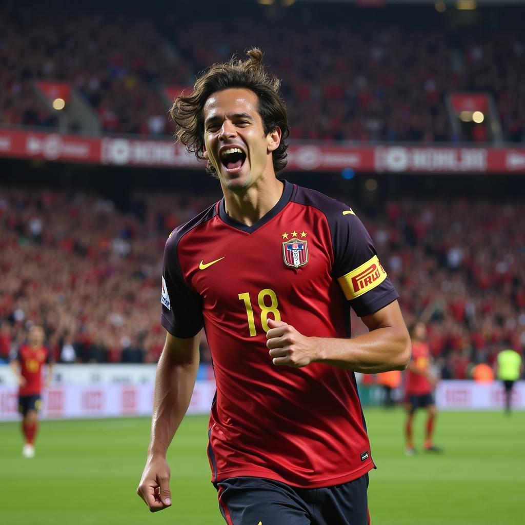 Edinson Cavani celebrating a goal after scoring for his team