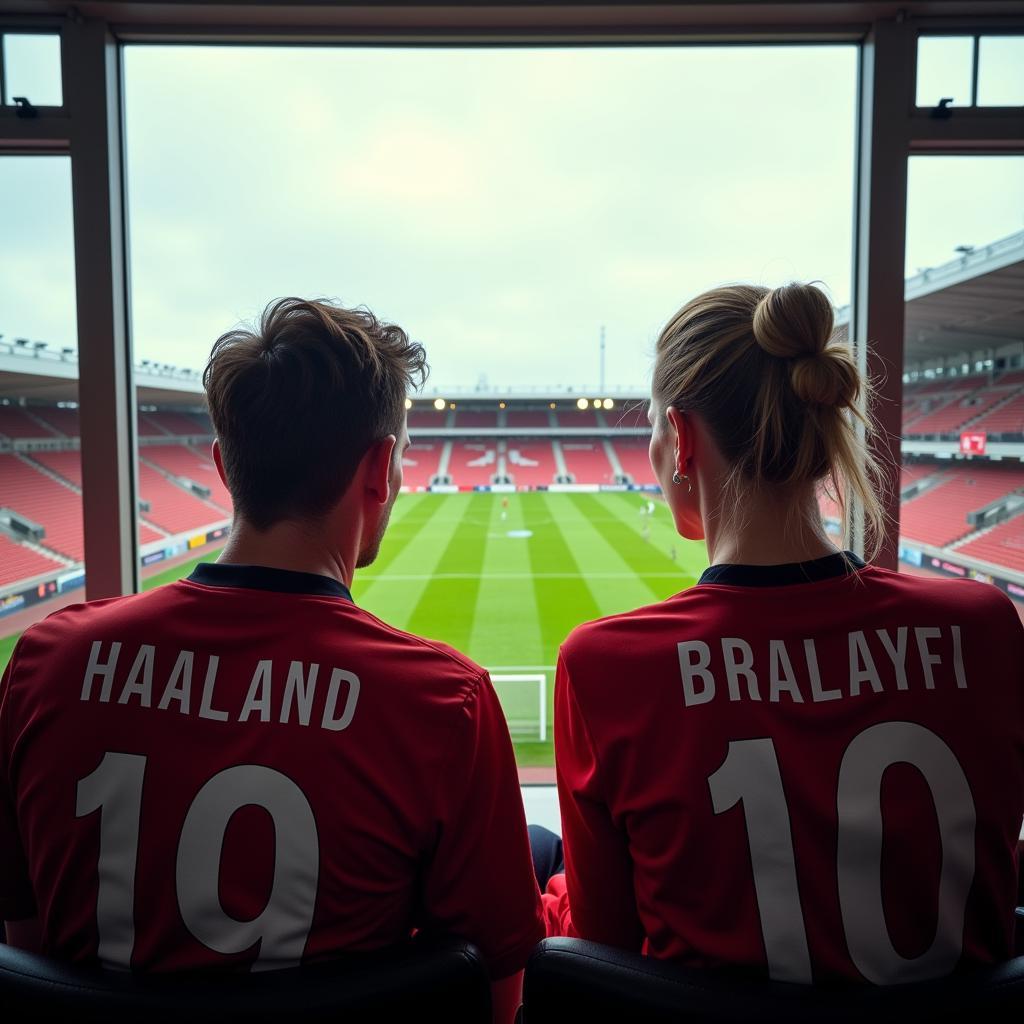 Erling Haaland and Gry Marita Braut at a Football Match