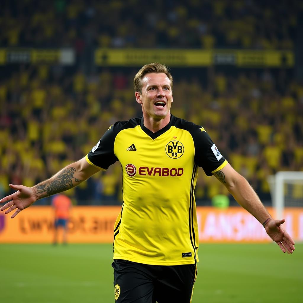 Erling Haaland celebrating a goal for Borussia Dortmund