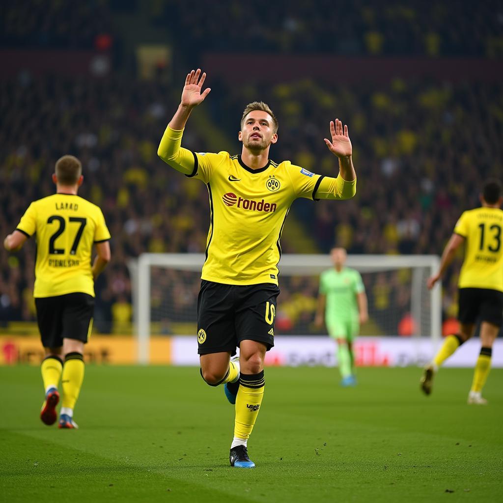 Erling Haaland celebrating a goal for Borussia Dortmund