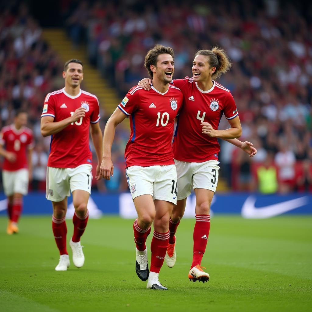 Erling Haaland celebrates after scoring a crucial goal.