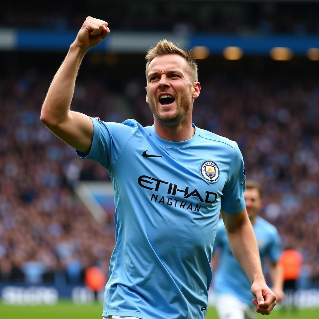 Erling Haaland celebrating a goal for Manchester City