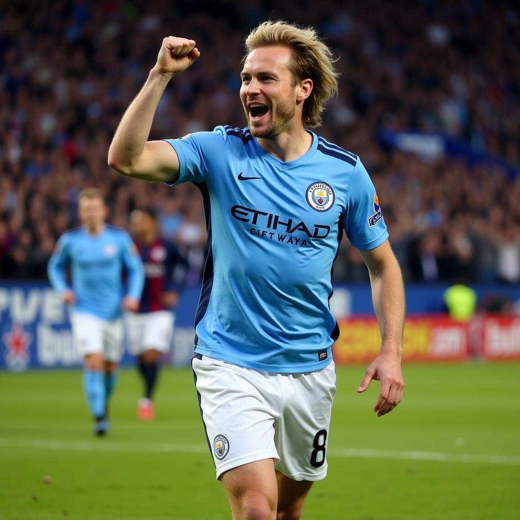 Erling Haaland celebrating a goal for Manchester City