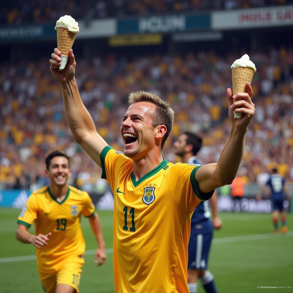 Erling Haaland Celebrating with Ice Cream