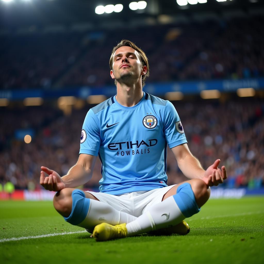 Erling Haaland celebrates a goal in his Manchester City kit